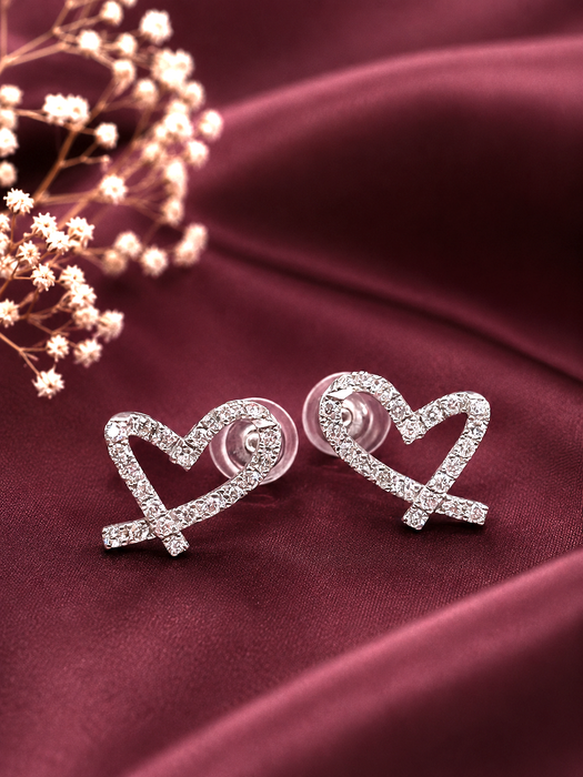 NO BRAND Heart Diamond Earrings