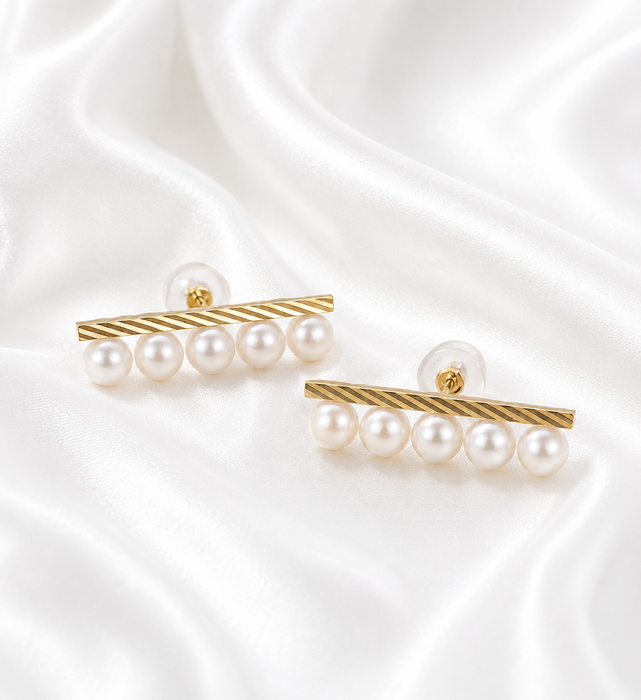 NO BRAND 5P Akoya Pearl Stud Earrings