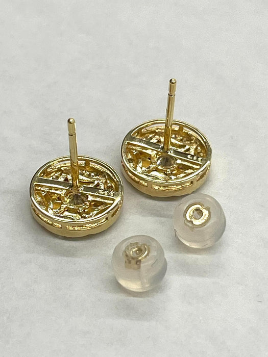 NO BRAND Round Diamond Stud Earrings