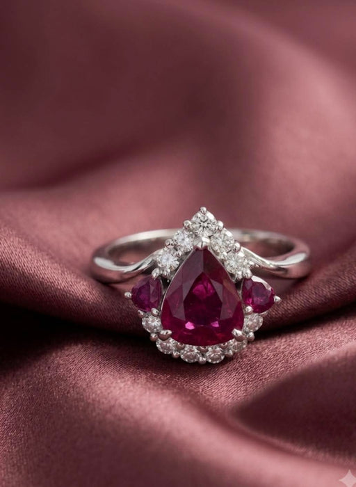 NO BRAND Pear Ruby Diamond Ring