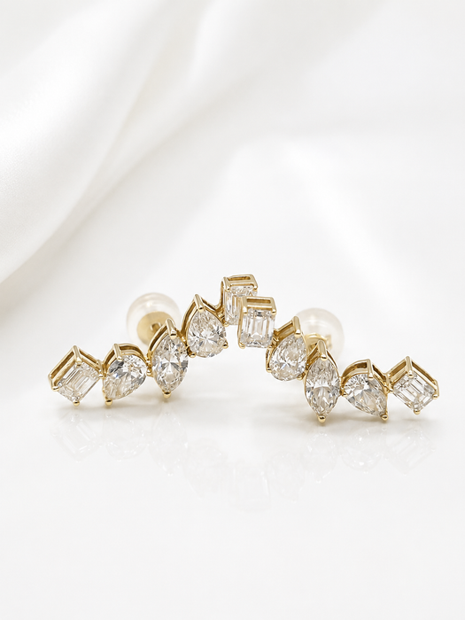NO BRAND 5P Diamond Crawler Earrings