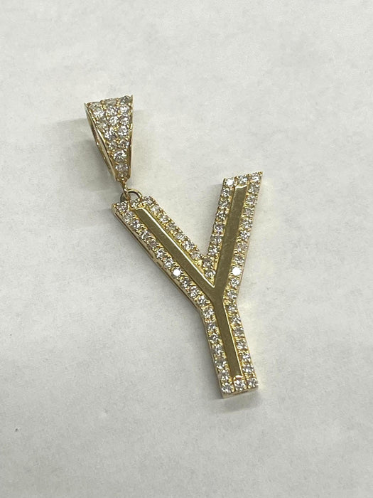 NO BRAND Initial Y Diamond Top Pendant