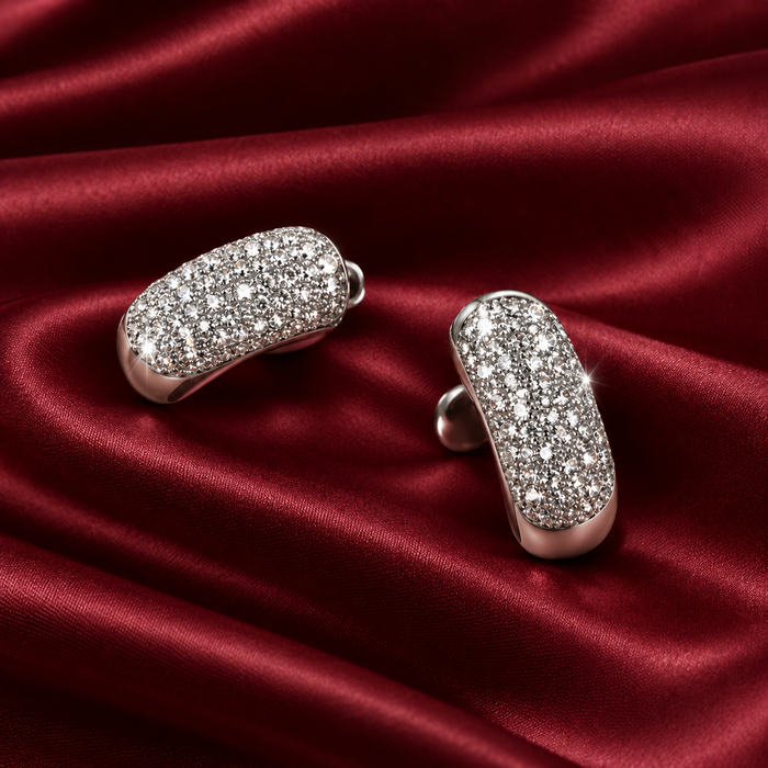 NO BRAND Diamond C-Hoop Earrings