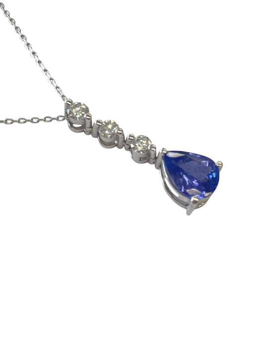 NO BRAND Tanzanite Pear Diamond Necklace