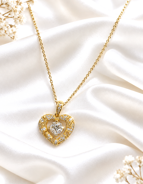 NO BRAND Heart Diamond Necklace