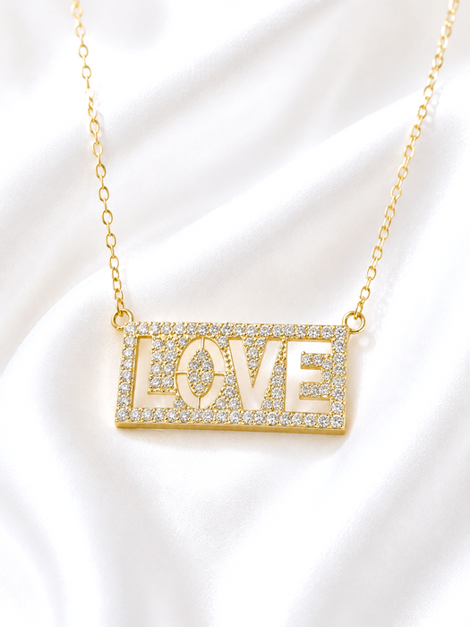 NO BRAND LOVE Graffiti Diamond Necklace