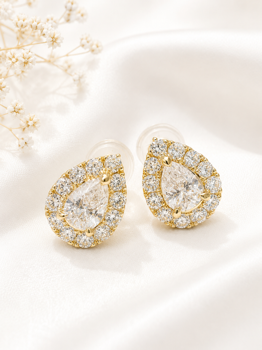 NO BRAND Pear Shape Diamond Earrings