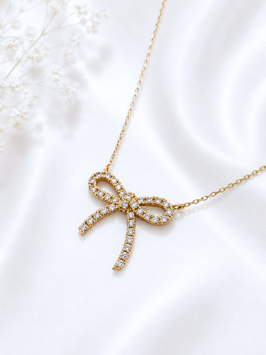 NO BRAND Bow Diamond Necklace