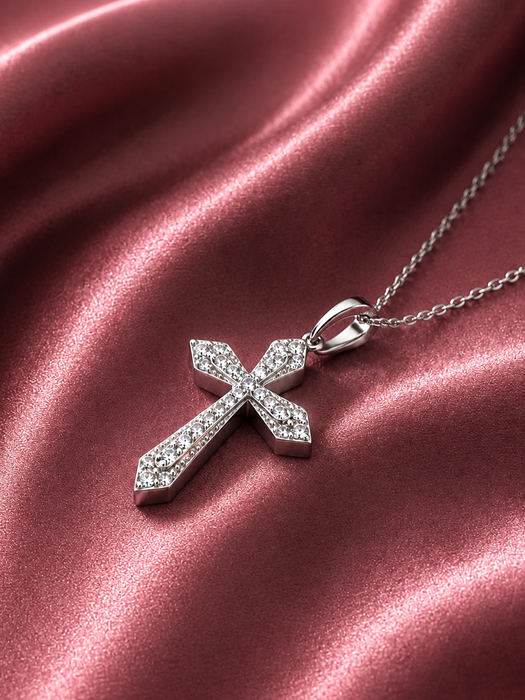 NO BRAND Cross Diamond Necklace