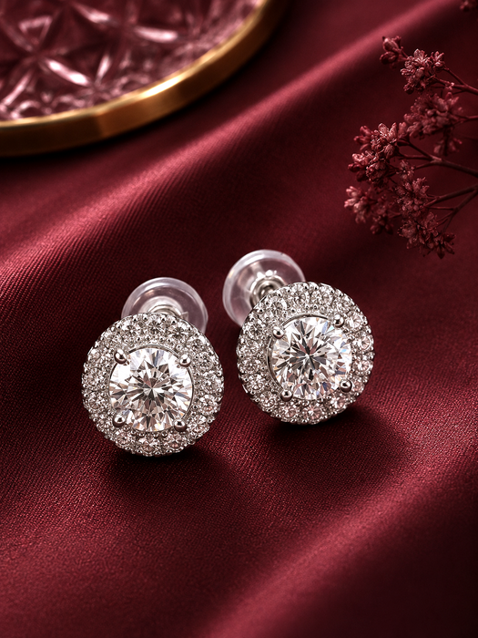 NO BRAND Round Cluster Diamond Earrings