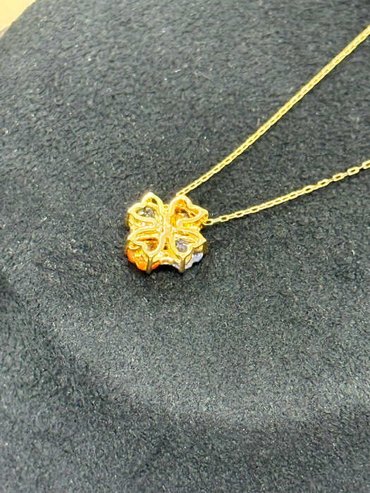 NO BRAND Clover Multicolor Sapphire & Diamond Necklace