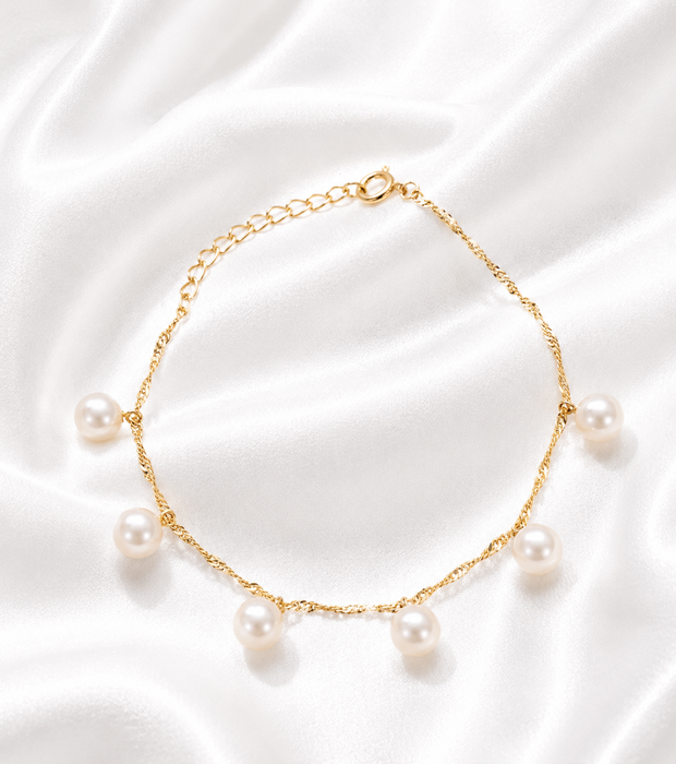 NO BRAND Akoya Pearl Station Bracelet