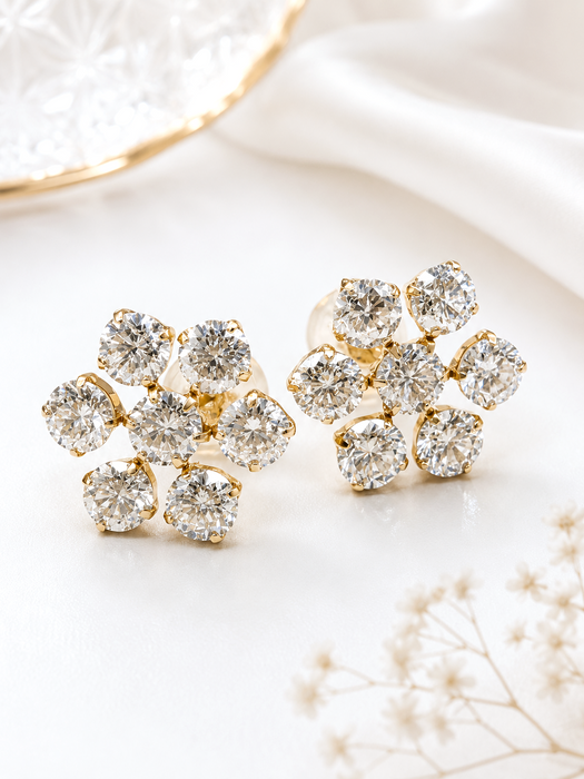 NO BRAND Cluster Diamond Stud Earrings