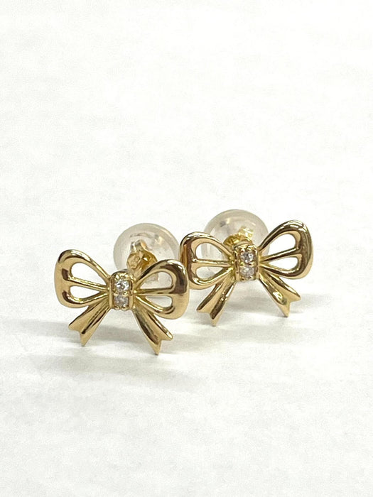 NO BRAND Ribbon Diamond Earrings
