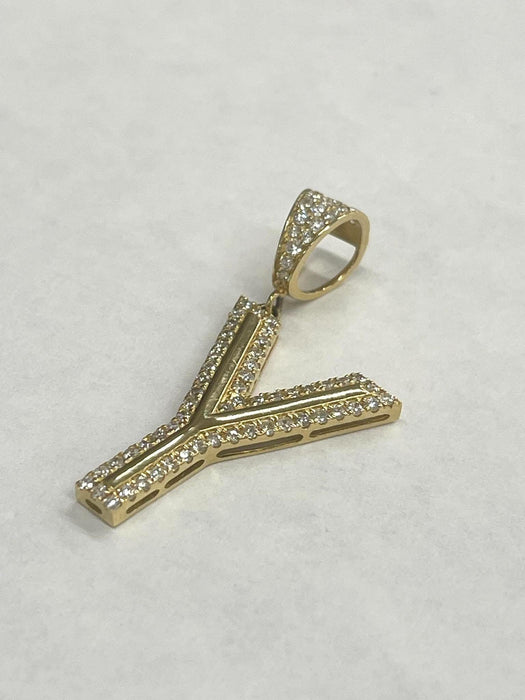 NO BRAND Initial Y Diamond Top Pendant