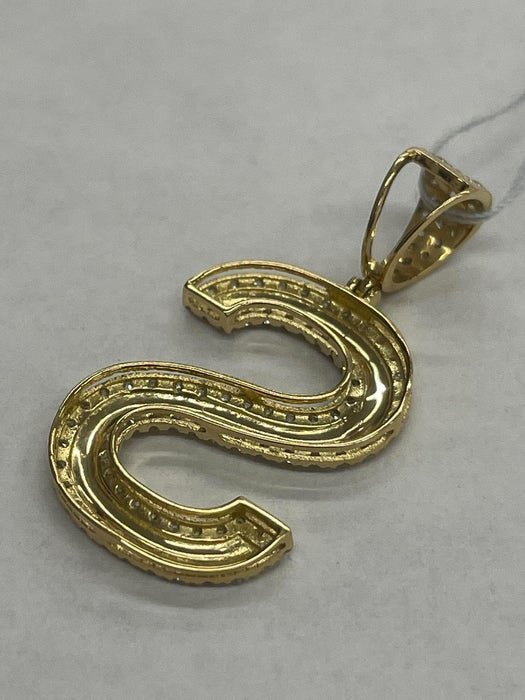 NO BRAND Initial S Diamond Top Pendant