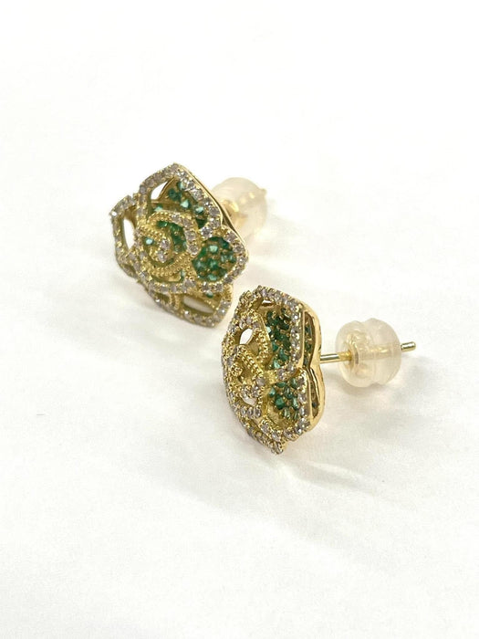 NO BRAND Camelia Emerald Diamond Earrings