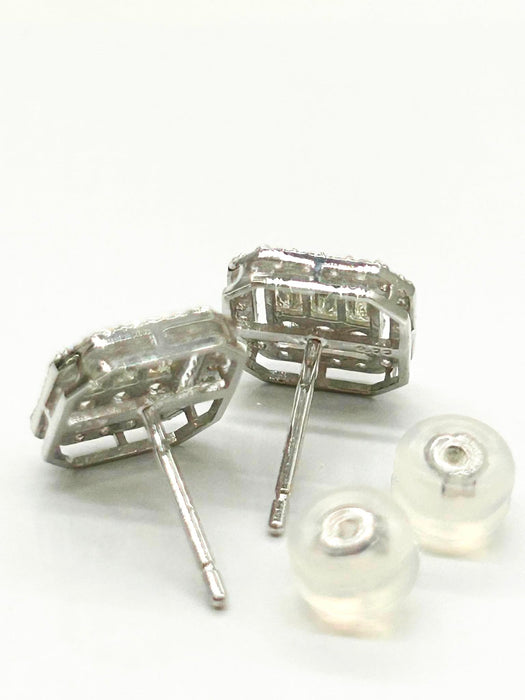 NO BRAND Square Baguette Diamond Earrings