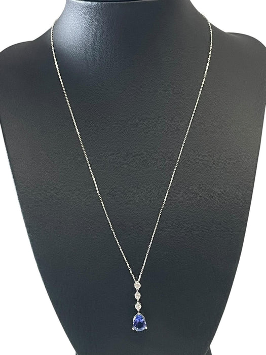 NO BRAND Tanzanite Pear Diamond Necklace