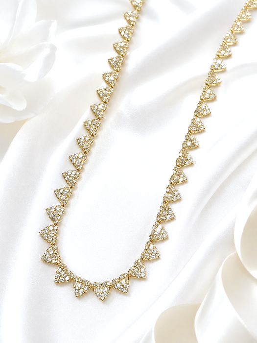 NO BRAND Heart Baguette Tennis Diamond Necklace
