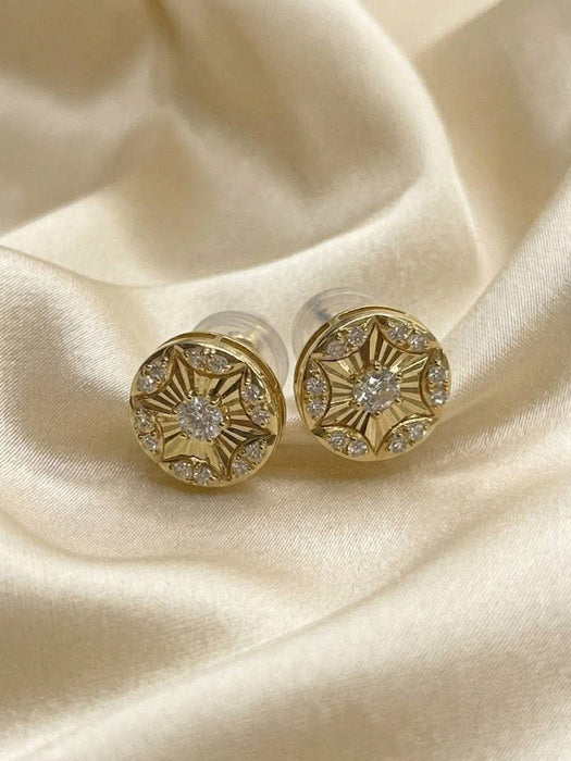 NO BRAND Round Diamond Stud Earrings