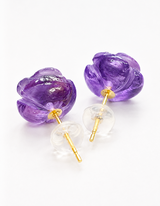 NO BRAND Rose Amethyst Stud Earrings