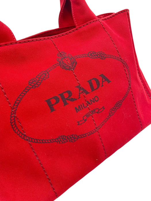 PRADA Canapa in Red Canvas 2-Way Bag