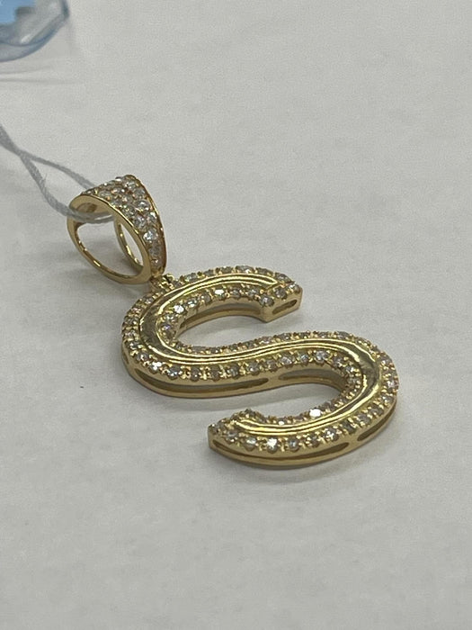 NO BRAND Initial S Diamond Top Pendant