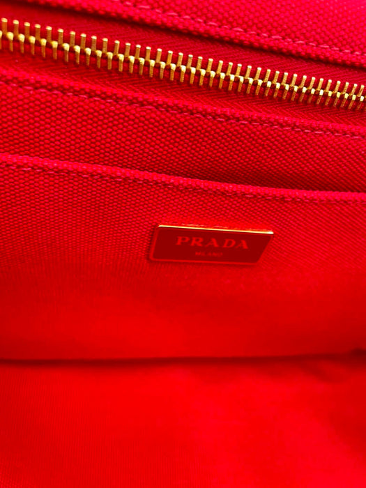 PRADA Canapa in Red Canvas 2-Way Bag