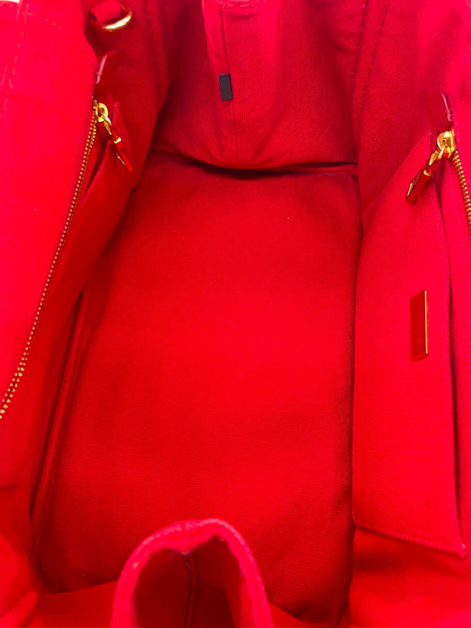 PRADA Canapa in Red Canvas 2-Way Bag