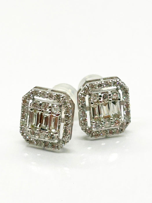 NO BRAND Square Baguette Diamond Earrings