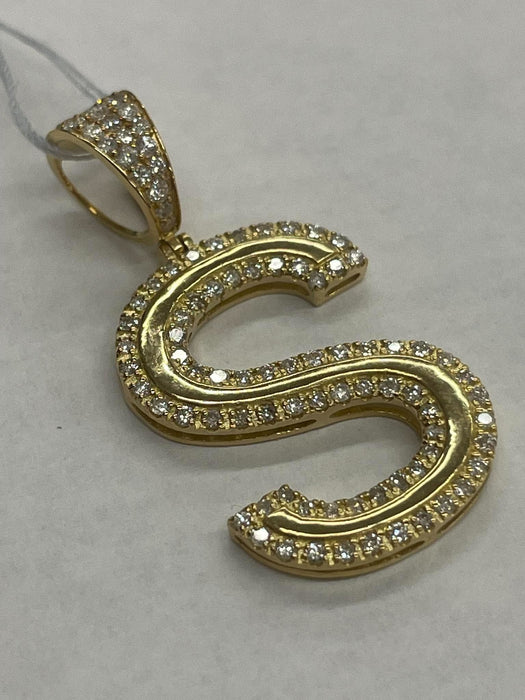 NO BRAND Initial S Diamond Top Pendant