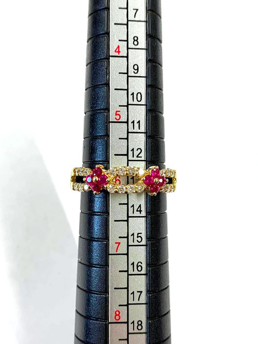 NO BRAND Ruby Clover & Diamond Ring