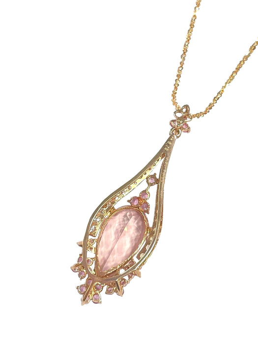NO BRAND Morganite & Sapphire Diamond Necklace