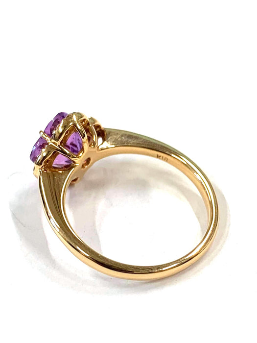 NO BRAND Amethyst Clover Diamond Ring