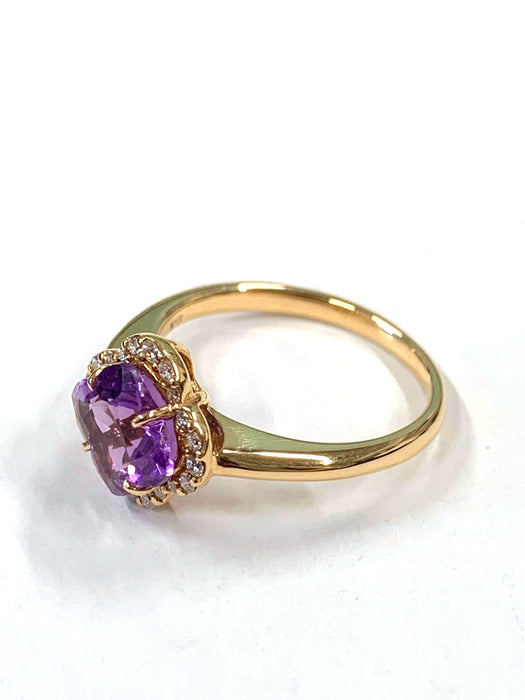 NO BRAND Amethyst Clover Diamond Ring