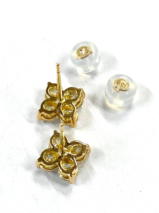 NO BRAND Clover Diamond Stud Earrings