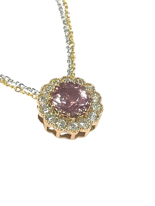 NO BRAND Morganite Two-Tone Diamond Necklace