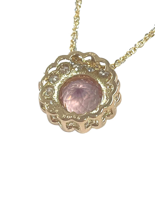 NO BRAND Morganite Two-Tone Diamond Necklace
