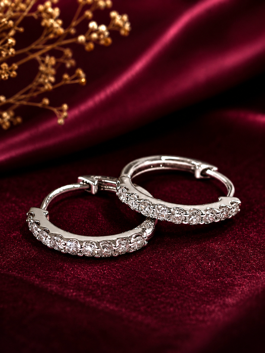 NO BRAND Hoop Diamond Earrings