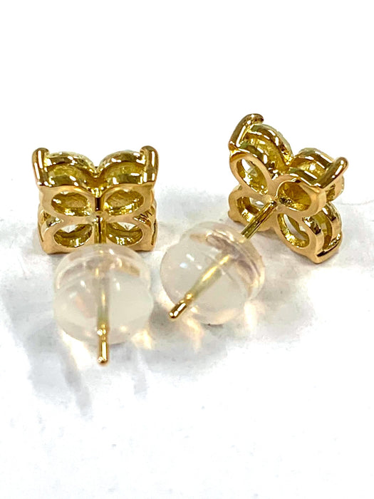 NO BRAND Clover Diamond Stud Earrings