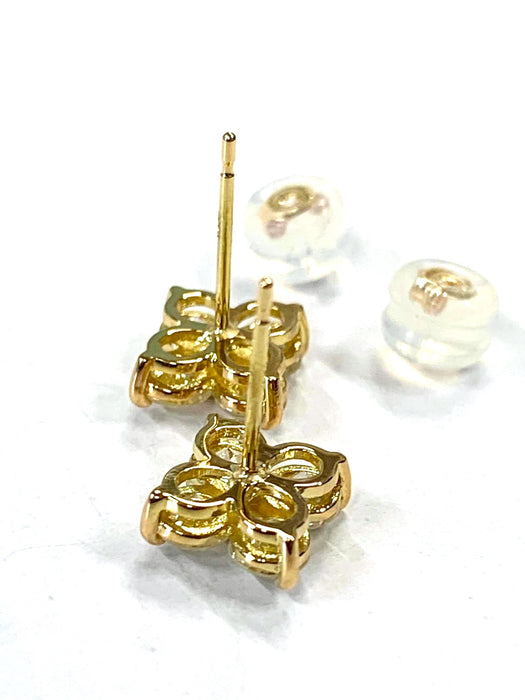 NO BRAND Clover Diamond Stud Earrings