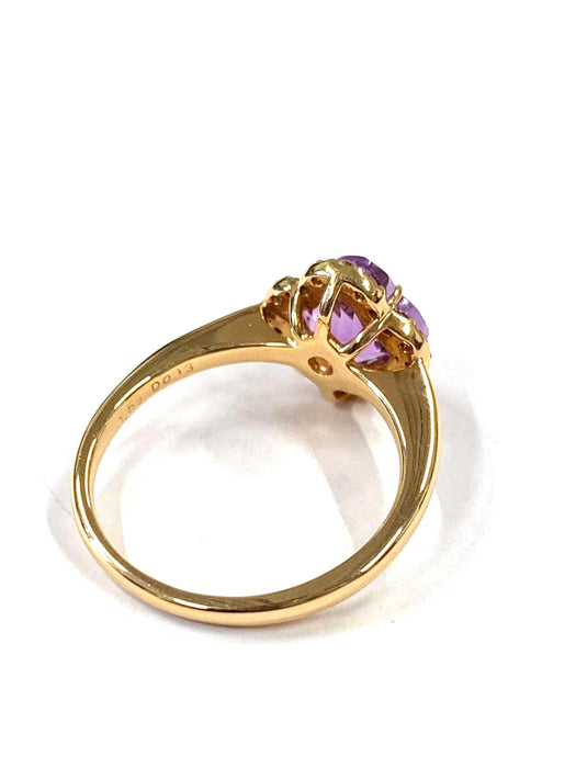 NO BRAND Amethyst Clover Diamond Ring
