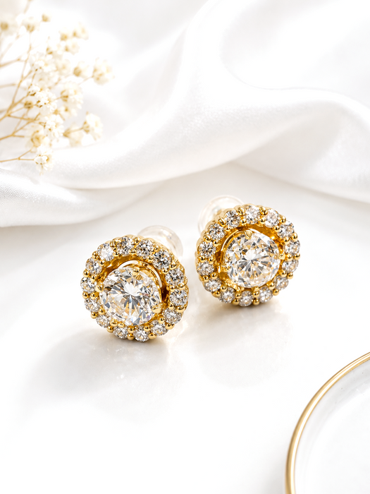 NO BRAND Cluster Diamond Stud Earrings