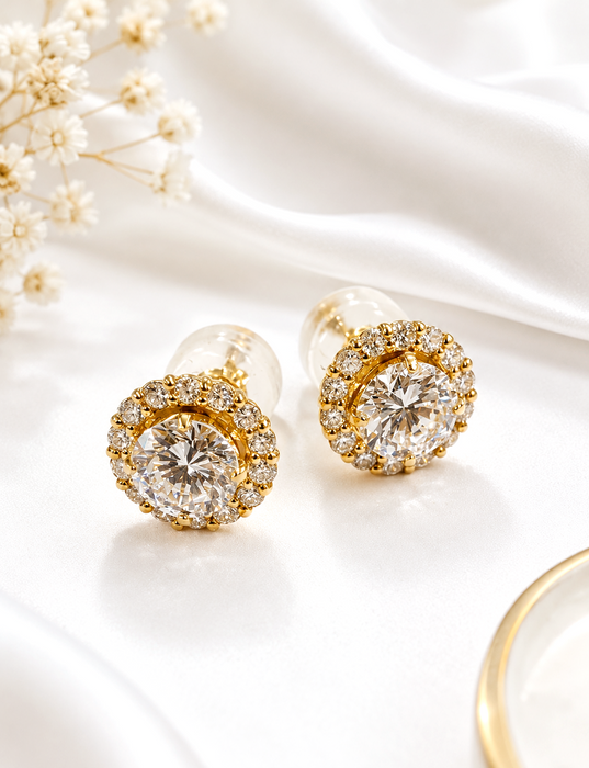 NO BRAND Cluster Diamond Stud Earrings