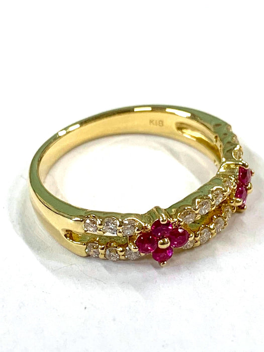 NO BRAND Ruby Clover & Diamond Ring