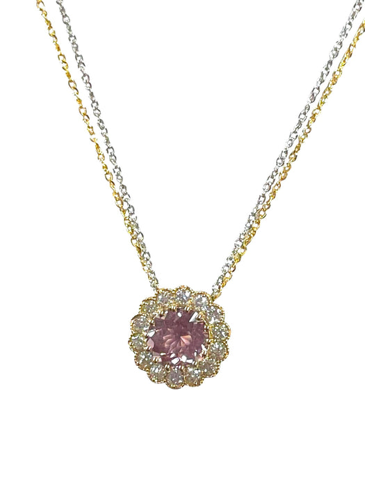 NO BRAND Morganite Two-Tone Diamond Necklace