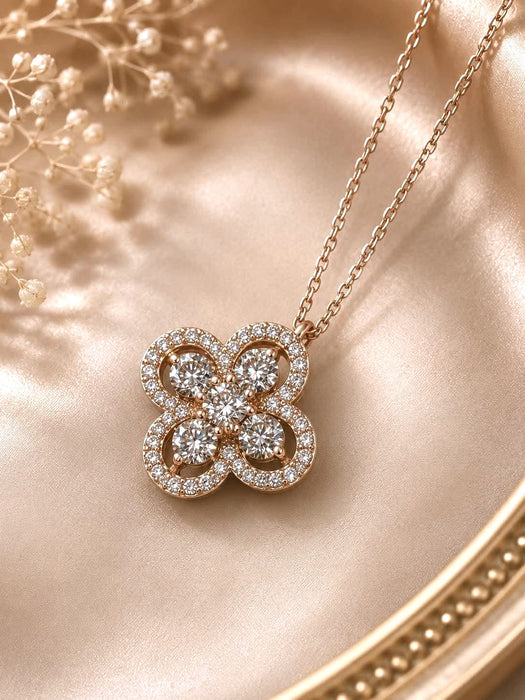 NO BRAND Clover Diamond Necklace