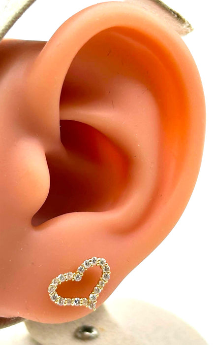 NO BRAND Open Heart Diamond Stud Earrings