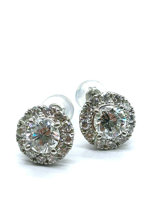 NO BRAND Round Cluster Diamond Earrings